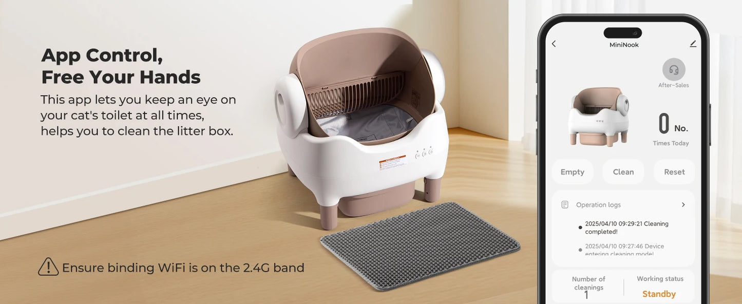 Self Cleaning Litter Box, Automatic Cat Litter Box with APP Control, Odor-Free Large Waste Bin, Open-Top for Multi Cats