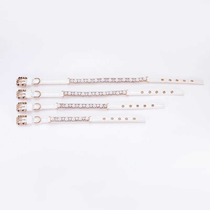 Luxury Cat Puppy Pearl Necklace Rhinestone Collar for Cats Small Dogs Ragdoll Cat Sphynx Necklaces Pet Accessories collier chat