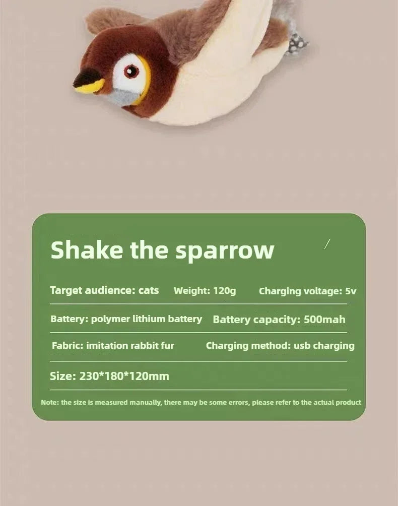 Interactive Cat Toys Rechargeable Flying Bird Cat Toy Chirping Flapping Bird(No Flying) Can Add Catnip Touch Activated Plush Toy