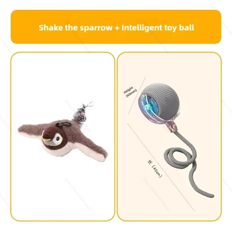 Interactive Cat Toys Rechargeable Flying Bird Cat Toy Chirping Flapping Bird(No Flying) Can Add Catnip Touch Activated Plush Toy