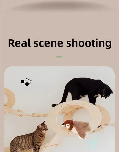 Interactive Cat Toys Rechargeable Flying Bird Cat Toy Chirping Flapping Bird(No Flying) Can Add Catnip Touch Activated Plush Toy