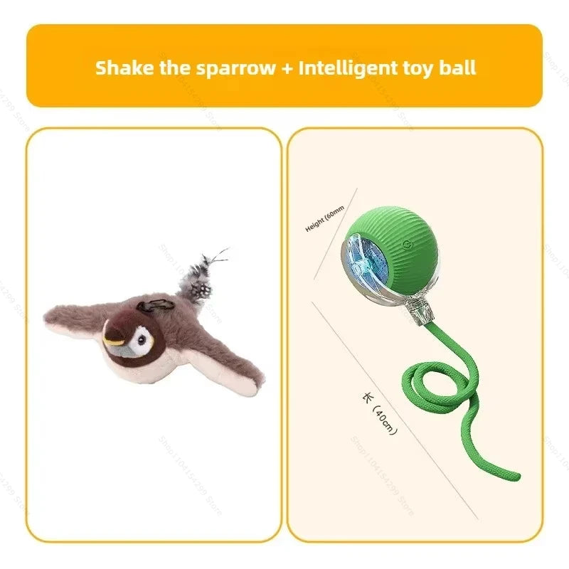 Interactive Cat Toys Rechargeable Flying Bird Cat Toy Chirping Flapping Bird(No Flying) Can Add Catnip Touch Activated Plush Toy