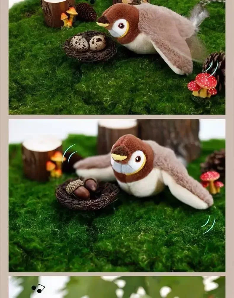 Interactive Cat Toys Rechargeable Flying Bird Cat Toy Chirping Flapping Bird(No Flying) Can Add Catnip Touch Activated Plush Toy