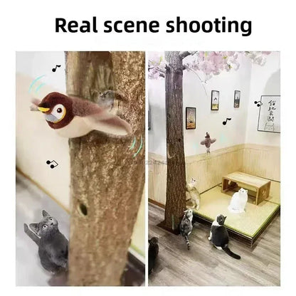 Interactive Cat Toys Rechargeable Flying Bird Cat Toy Chirping Flapping Bird(No Flying) Can Add Catnip Touch Activated Plush Toy