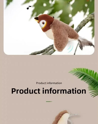 Interactive Cat Toys Rechargeable Flying Bird Cat Toy Chirping Flapping Bird(No Flying) Can Add Catnip Touch Activated Plush Toy