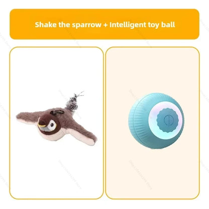 Interactive Cat Toys Rechargeable Flying Bird Cat Toy Chirping Flapping Bird(No Flying) Can Add Catnip Touch Activated Plush Toy