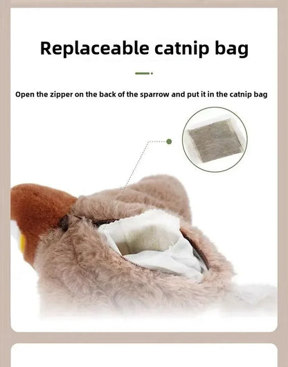 Interactive Cat Toys Rechargeable Flying Bird Cat Toy Chirping Flapping Bird(No Flying) Can Add Catnip Touch Activated Plush Toy