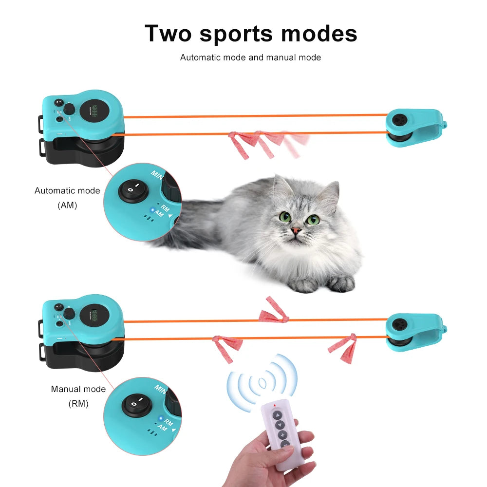 Cat Toys Cat Wheel Exerciser New Cat Treadmill for Indoor Adjustable Speed Simulated Interactive Hunting Cat Toy with Remote Con